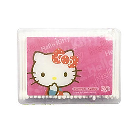 Bông tăm Hello Kitty - 200 que-6 hộp (que nhựa mềm)