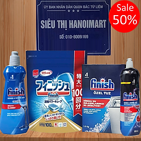 Combo: Viên rửa bát Finish Classic 100 viên + Muối Finish 1.2kg + Nước làm bóng Finish 1150ml