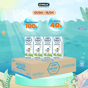 Sữa Tiệt Trùng Ít Đường VPMilk Grow+ Hộp 180ml (Thùng 48 Hộp)