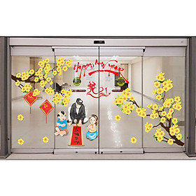 Mua Decal trang trí têt Happy new year - có sẵn keo - decal dán kính trang trí tết PK626(150x200cm)