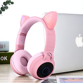 Tai Nghe Mèo Bluetooth Cao Cấp - Tai Nghe Không Dây Có Led Hỗ Trợ FM Thẻ Nhớ - Hàng Chính Hãng