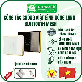 [Chống Giật] [Công nghệ Wifi] Công Tắc Chống Giật Bình Nóng Lạnh Thông Minh HUNONIC LUXYRY Hình Chữ Nhật Viền Vàng