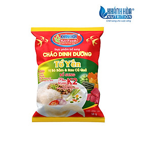 Cháo Dinh Dưỡng Tổ Yến Vị Thịt Bằm & Rau Củ Bổ Sung Vitamin K2 - Khánh Hòa Nutrifoods - GÓI 50G/THÙNG 30 GÓI