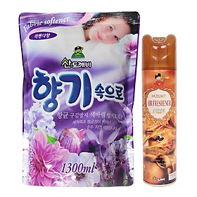 Combo 01 Nước xả mềm vải Sandokkaebi hương Lavender 1300ml + 01 Xịt phòng hương nước hoa Sandokkaebi 300ml