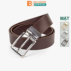 Thắt lưng da bò nguyên tấm L113 cao cấp nhiều mặt Bụi Leather - Bảo hành 12 tháng - Mặt Khóa Bạc