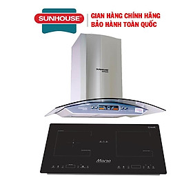 Combo Bếp đôi điện từ hồng ngoại Sunhouse MAMA MMB9100VN + Máy hút mùi kính cong Sunhouse MAMA MM6707-70, Hàng chính hãng - Bảo hành tại nhàS