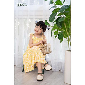 Váy đầm thun hai dây mầu vàng cho bé gái Sora Chan - M001