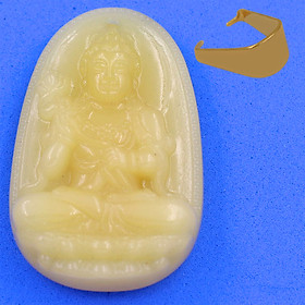 [Tuổi Ngọ] Mặt Dây Chuyền Phật Đại Thế Chí Bồ Tát Đá Ngọc Tủy Vàng Size Nhỏ 3.6cm - Tặng Kèm Móc Inox - Phong Thủy 868 - May Mắn - Bình An