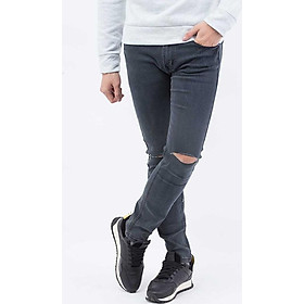 Quần jeans Nam rách gối màu đen QJ105 (Xám chuột )