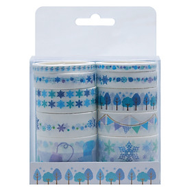 Set 10 cuộn băng dính washi tape trang trí planner (Mẫu Ngẫu nhiên)