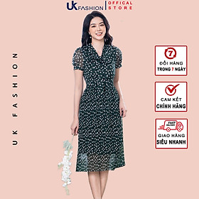 Đầm Voan Tay Bồng UK Fashion Thiết Kế Bèo Cổ Dập Ly Nữ Tính, Chất Liệu Vải Mềm Mịn NKDV2203013