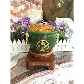 Mua Bát Tụ Bảo  Bát Tụ Tài  Hủ vàng đá ngọc cẩm thạch xanh hút tài hút lộc cho ngôi nhà của bạn - Cao 18cm
