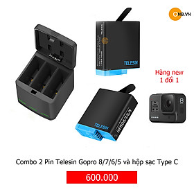 Mua Combo Pin Telesin Gopro 8/7/6/5 và Dock sạc 3 pin Type C
