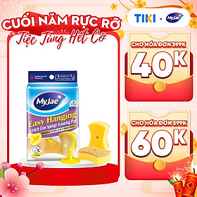 Miếng Bọt Biển Rửa Chén MyJae 2 Mặt, Mút Xốp Rửa Bát Đa Năng Kèm Miếng Nhựa Hít Kê  11.3cm x 7.8cm x 3cm  (2 Miếng/Gói)