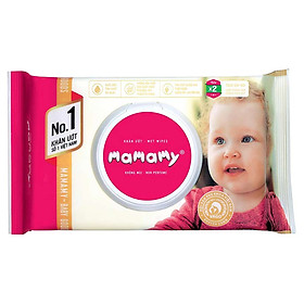 Khăn Giấy Ướt Hương Thơm Mát, Kháng Khuẩn An Toàn Cho Bé Mamamy (80 Tờ Nắp) - Hồng