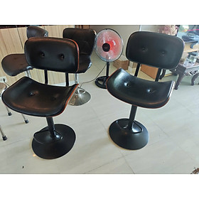 Mua Ghế bar thân gỗ nệm da Pu CB2287A-P Nội thất Capta Ghế đảo bếp lưng gỗ nệm bọc da PU màu đen chân thép sơn tĩnh điện màu đen tăng giảm