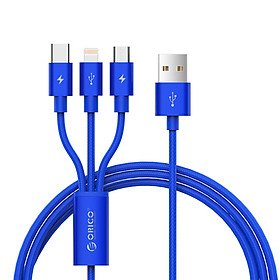 Dây Cáp Dù Sạc Điện Thoại 3 Đầu Lightning/Micro USB/Type C Orico UTS-12-BK (Đen) - Hàng Chính Hãng