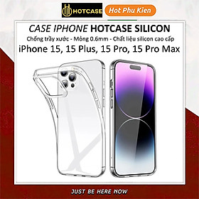 Ốp lưng dẻo silicon cho iPhone 15 Pro Max / 15 Pro / 15 Plus / iP 15 hiệu HOTCASE Ultra thin - Mỏng 0.6mm, chống trầy xước, độ trong suốt cực cao - Hàng nhập khẩu