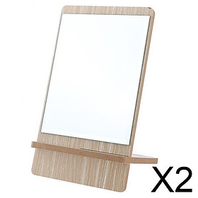 2xBathroom Shaving Vanity Mirror Standing Wooden Folding Makeup Mirror Large
