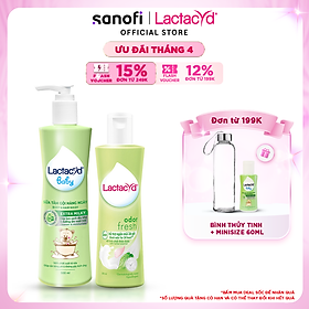 Bộ Dung Dịch Vệ Sinh Phụ Nữ Lactacyd Odor Fresh Ngăn Mùi 24H 250ml + Sữa Tắm Gội Trẻ em Lactacyd Baby Extra Milky 500ml