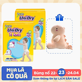 Combo 2 Tã Quần Unidry Ultra Jumbo M74 (74 Miếng) - Tặng 1 thú bông khủng long tinh nghịch