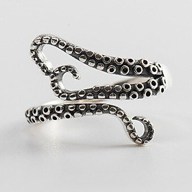 Open Rings Silver 925 Octopus Wrap Ring Adjustable Antique Style Girls Boys Special Gifting