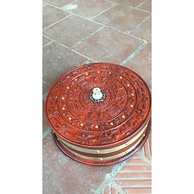 Hộp mứt tết -khay đựng mứt bằng gỗ hương phiên bản TRỐNG ĐỒNG đặc biệt
