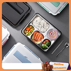 Mua Hộp Cơm Văn Phòng Inox 5 Ngăn Giữ Nhiệt Nắp Đậy Chống Tràn Tặng Kèm Đũa Thìa Inox Tiện Ích  Khay Đựng Cơm Inox 304 - Giao Màu Ngẫu Nhiên - Hàng Loại 1