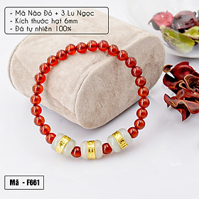 Vòng tay phong thủy Mã Não đỏ 6mm + 3 lu ngọc
