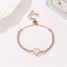 Vòng Tay Hồng Đính Đá Zircon Hình Trái Tim