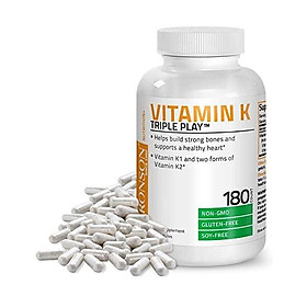 Vitamin K Triple Play (Vitamin K2 MK7 / Vitamin K2 MK4 / Vitamin K1) Full Spectrum Complex Vitamin K Supplement, 90 Capsules