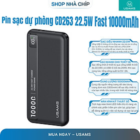 Mua Pin sạc dự phòng Usams CD263 22.5W Fast Charging Power Bank 10000mAh - Hàng Chính Hãng