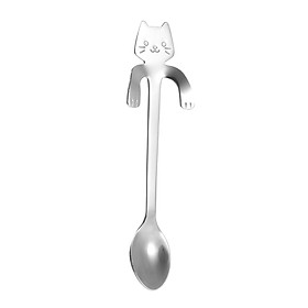 Muỗng Uống Cà Phê Mini Bằng Thép Không Gỉ Tay Cầm Hình Chú Mèo