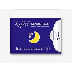 Băng Vệ Sinh K-Free Ban Đêm Phiên Bản Dài Có Cánh 6 Miếng x 33cm