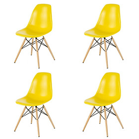Bộ 4 ghế eames, ghế ăn, ghế cho bàn cafe màu vàng GA01