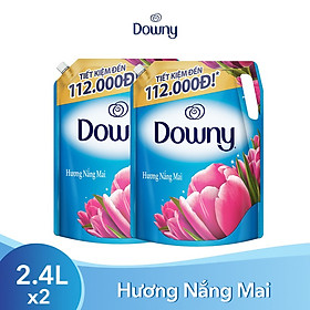 Combo 2 Túi Nước Xả Vải Downy Hương Hoa Nắng Mai (2.4L/ Túi)