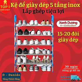 Kệ để giày dép 05 tầng hợp kim nhôm - Giá để giày dép 05 tầng - Kệ để đồ, kệ sách loại gấp gọn cao cấp D Danido