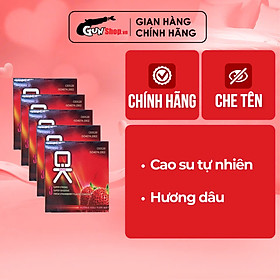 Bộ 5 hộp bao cao su OKHQ hương dâu | Hộp 3 cái