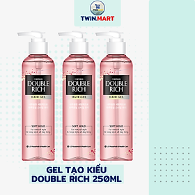 Gel Tạo Kiểu Double Rich Strong Giữ Nếp Uốn Tóc - Soft Giữ Nếp Tự Nhiên 250ml