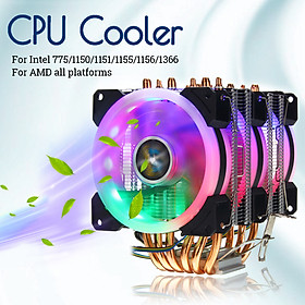 CPU Cooler 6 Heatpipe 4 Pin RGB Fan For Intel 775/1150/1151/1155/1156/1366 AMD