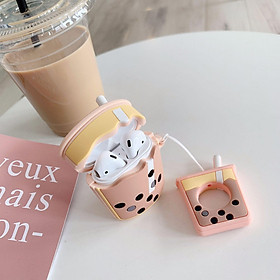 Mua Ốp Case Cho Airpods 1/ 2 Hình Ly Trà Sữa_Tặng Kèm Móc khóa Mèo Con Ngồi Hộp