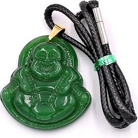 Vòng đeo cổ Phật Di lặc đá thạch anh xanh DEPDLX23 - Dây chuyển đá phong thủy - Đem lại bình an, may mắn, sức khỏe