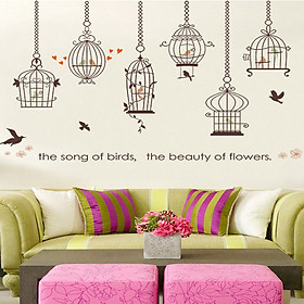 Decal dán tường lồng chim 1 mảnh sk9088