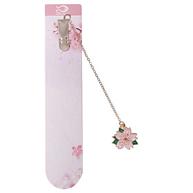 Bookmark Kẹp Sách Kim Loại Phối Charm Hình Hoa Sakura - Mẫu 1