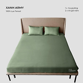 Combo 3 món lụa tencel ga giường 1m8 x 2m và 2 vỏ gối nằm à ơi concept cao cấp hàn quốc nhiều màu