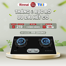 Mua Bếp gas âm Rinnai RVB-220G(BG) mặt bếp kính và kiềng phủ men gang - Hàng chính hãng.