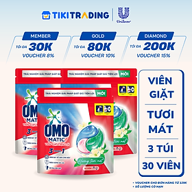 Combo 3 Túi Viên Giặt Tiện Lợi OMO 3 Trong 1 30 viên