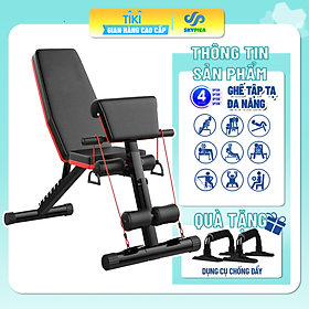 Ghế tập thể lực đa năng, ghế tập gym đa năng, tặng dụng cụ chông đẩy ,ghế tập gym tập tạ 4 trong 1, có thể gấp gọn đa chức năng, dùng tại nhà, ghế băng tập thể thao dụng cụ thể hình đa năng, ghế tập bụng