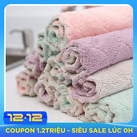 Set 10 khăn lau đa năng 2 mặt lau bát đĩa, lau bếp, lau đồ đạc - màu ngẫu nhiên