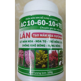 Phân bón NPK bổ sung vi lượng AC 10-60-10+TE tạo mầm hoa cực mạnh - chai 100 gram